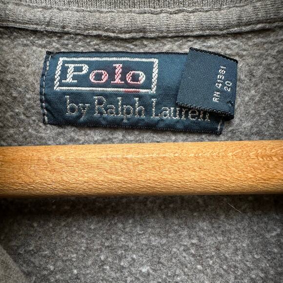 Polo Ralph Lauren Gray Shawl Collar Sweatshirt XL Elbow Patch Pullover - Picture 2 of 7